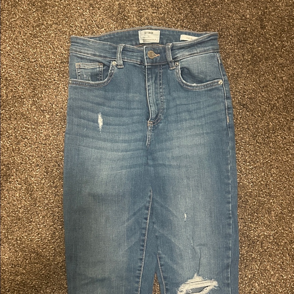 Cotton On Blue Distressed Skinny Jeans